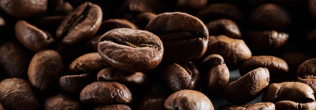 Fondo de primer plano de macro de granos de café tostados