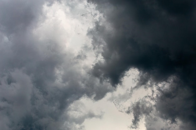 Fondo de primer plano oscuro de nubes de tormenta entrante gris