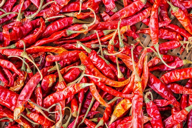 Fondo de primer plano de pimiento rojo picante seco