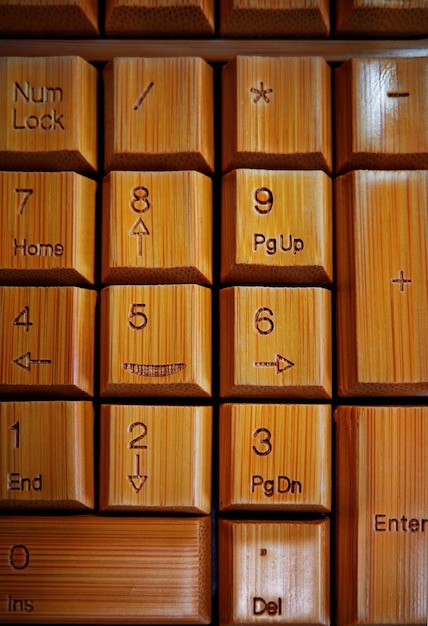 Fondo de primer plano de teclado numérico de madera