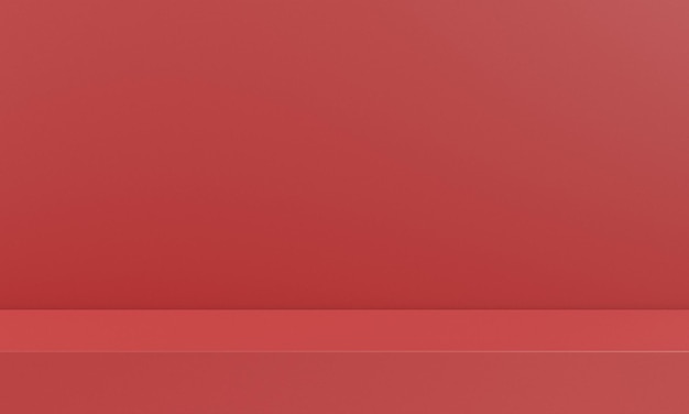 Fondo de producto 3D con escenario de podio de producto rojo para la visualización de productos con fondo rojo