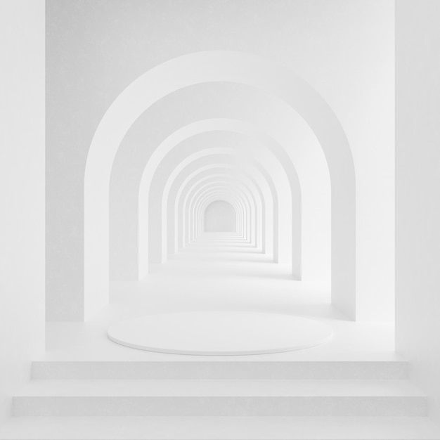 Fondo de producto de podio blanco mínimo en diseño de arquitectura blanca