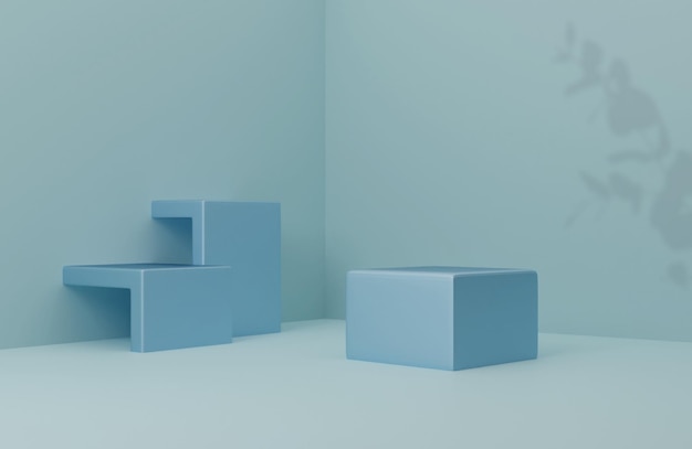 Fondo de producto de podio cuadrado azul