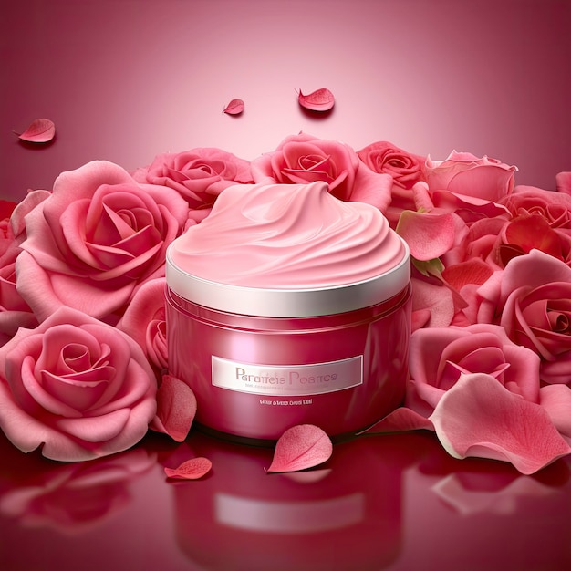 Foto fondo de producto de rosas rosadas increíblemente hermoso para productos de belleza