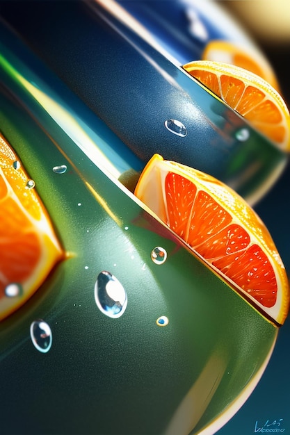 Fondo de publicidad de promoción empresarial de exhibición de jugo de naranja de rodaja de fruta de naranja amarilla