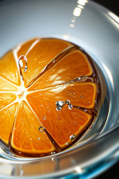 Fondo de publicidad de promoción empresarial de exhibición de jugo de naranja de rodaja de fruta de naranja amarilla