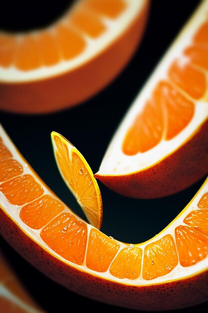 Fondo de publicidad de promoción empresarial de exhibición de jugo de naranja de rodaja de fruta de naranja amarilla