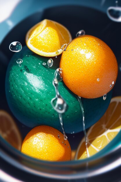 Foto fondo de publicidad de promoción empresarial de exhibición de jugo de naranja de rodaja de fruta de naranja amarilla