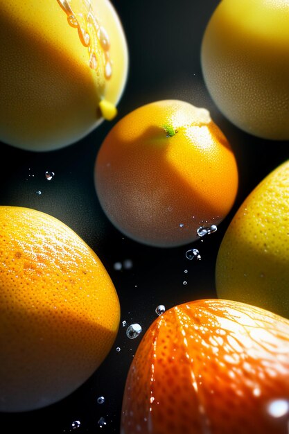 Fondo de publicidad de promoción empresarial de exhibición de jugo de naranja de rodaja de fruta de naranja amarilla