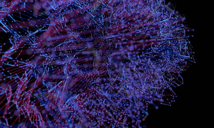 Foto fondo de puntos y líneas de geometría abstracta con efecto de filtro borroso
