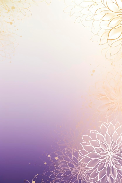 Foto fondo púrpura abstracto con patrón de flores de líneas doradas sutiles