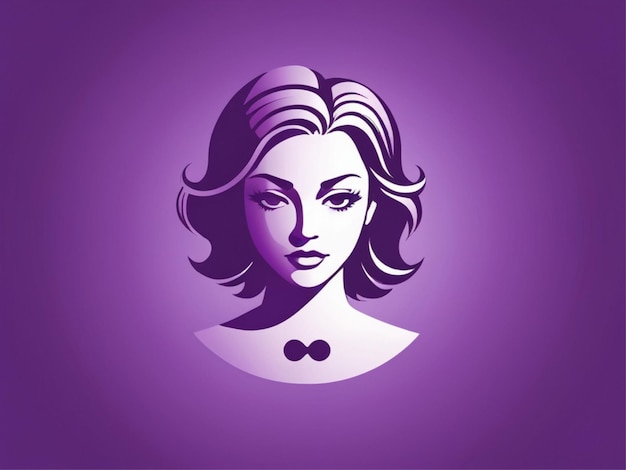 Foto un fondo púrpura con la cara de una mujer y un collar