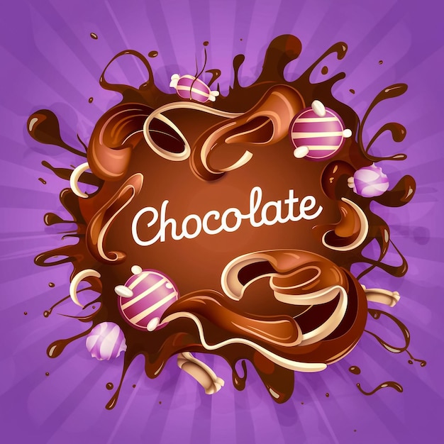 un fondo púrpura con chocolate y chocolates en él