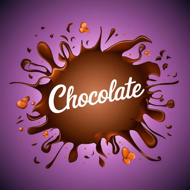 un fondo púrpura con chocolate y salpicaduras de chocolate