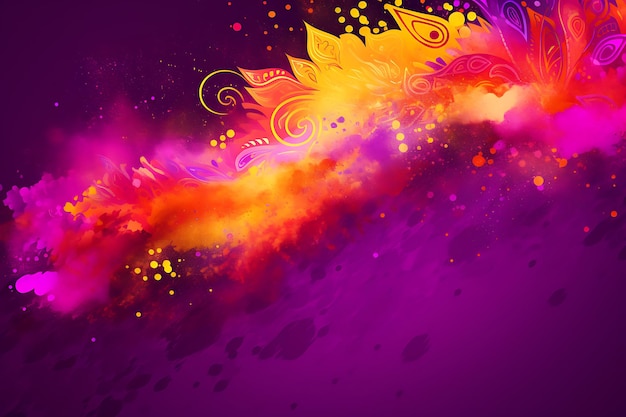 Fondo púrpura con detalles de color para el festival de Holi