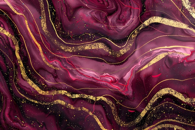 un fondo púrpura y dorado con partículas doradas y negras