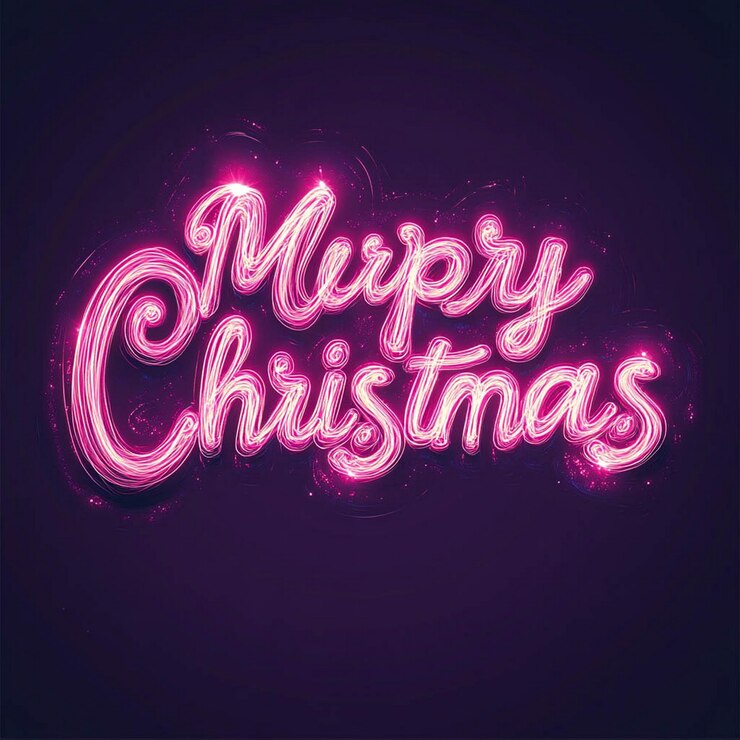 Foto un fondo púrpura con un letrero de neón que dice feliz navidad