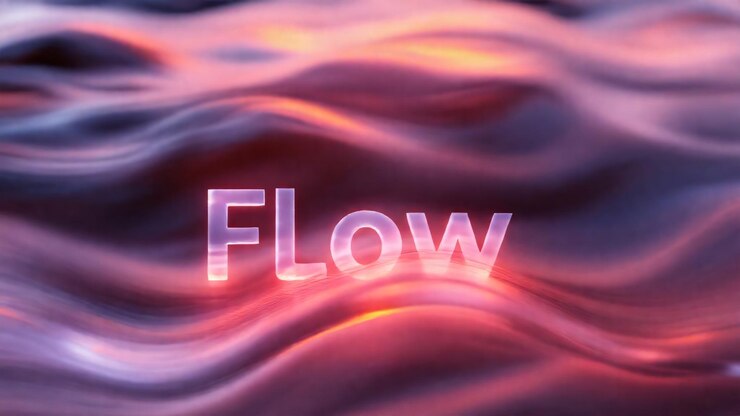 Foto un fondo púrpura con la palabra flujo en él