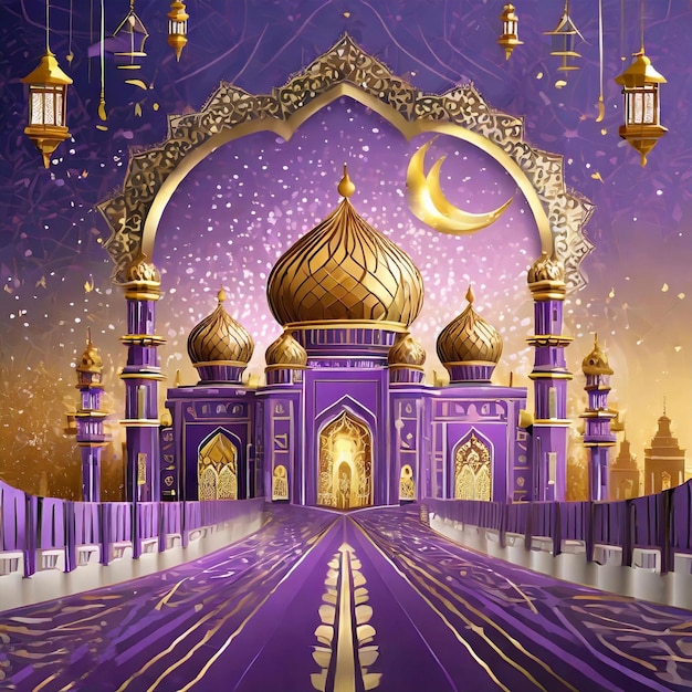 un fondo púrpura y púrpura mes sagrado islámico Muharrum Mubarak
