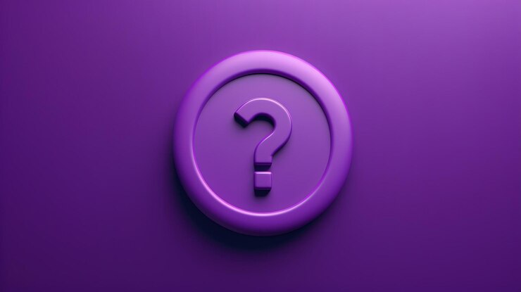 Foto un fondo púrpura con una representación 3d de un signo de pregunta en un círculo el signo de interrogación es un símbolo de investigación curiosidad e incertidumbre