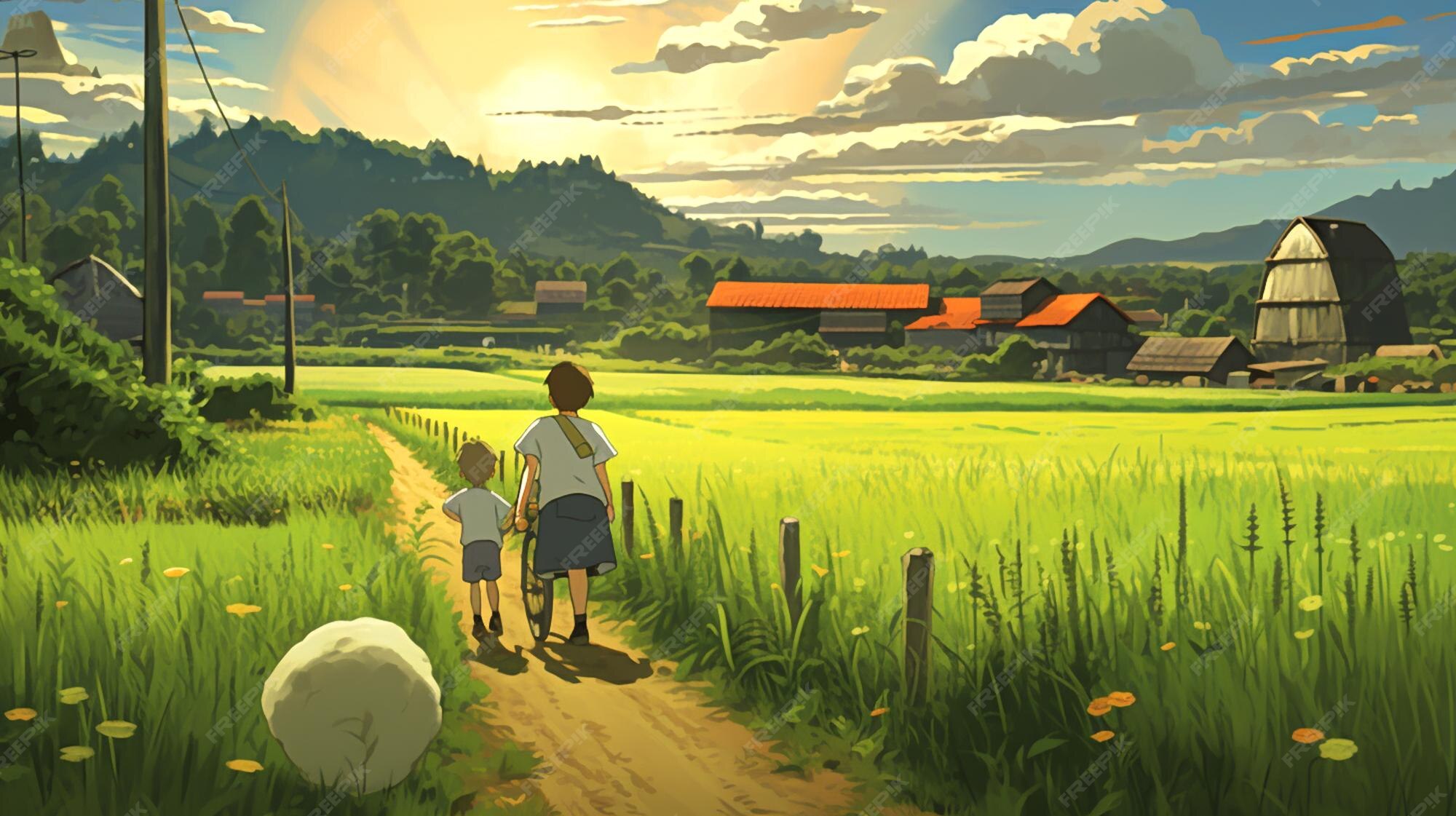 Fondo que emula el estilo Ghibli Studio. | Foto Premium