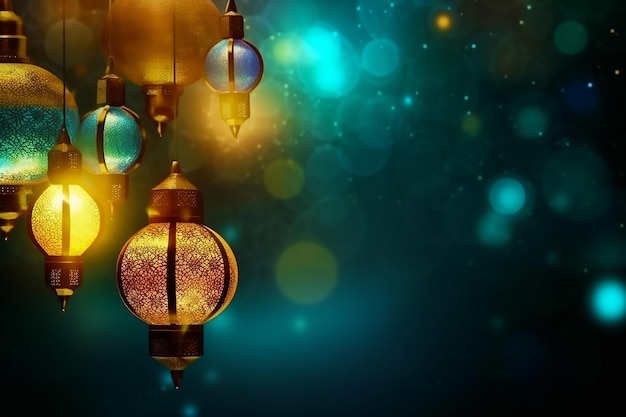 Fondo de ramadán con efecto bokeh copiar área de texto generada ai