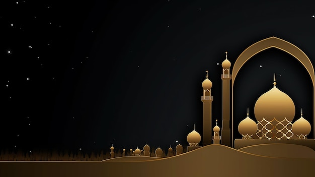 Fondo de Ramadan Kareem Fondo de silueta de la mezquita Tarjeta de felicitación de diseño islámico