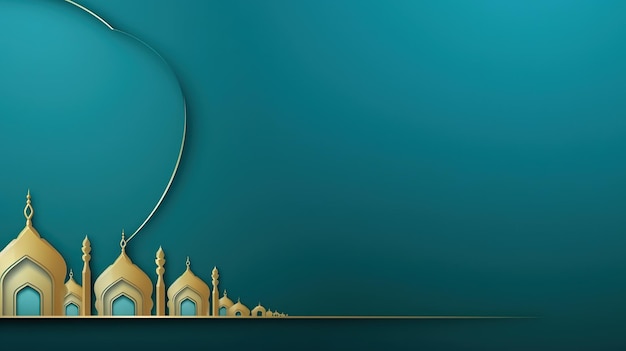 Fondo de Ramadan Kareem Fondo de silueta de la mezquita Tarjeta de felicitación de diseño islámico