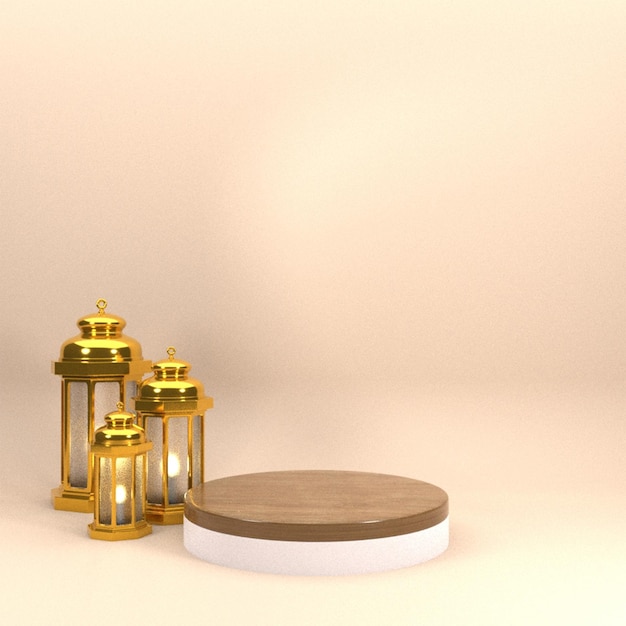 Fondo de ramadan kareem con podio y adorno 3d