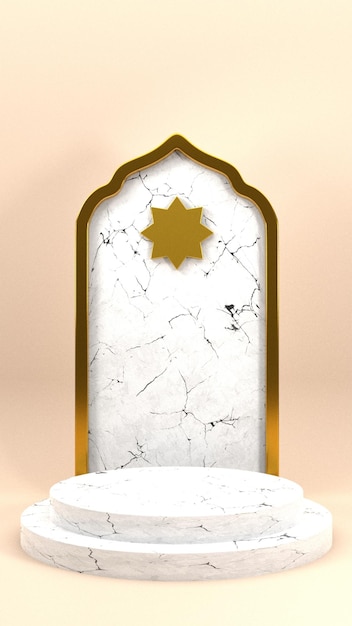 Fondo de ramadan kareem con podio y adorno 3d