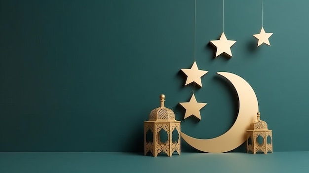 Fondo de Ramadán con luna Ilustración AI GenerativexA