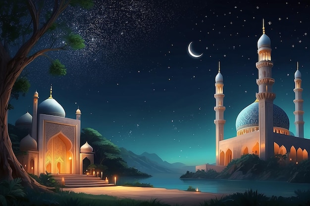 Fondo Ramadhan 1445 H fondo en 3D