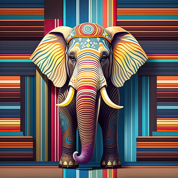 Fondo rayado con elefante