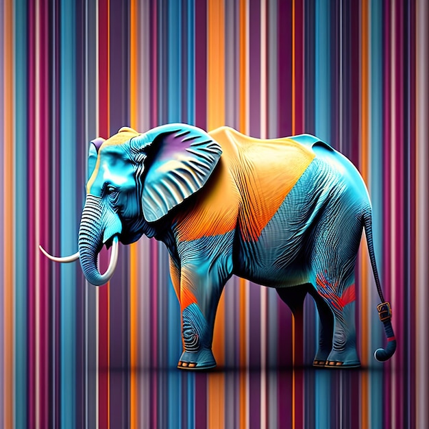 Fondo rayado con elefante