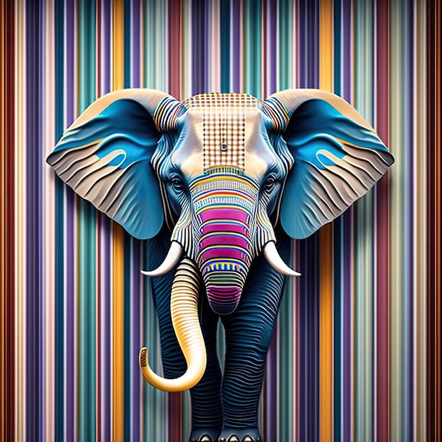 Fondo rayado con elefante