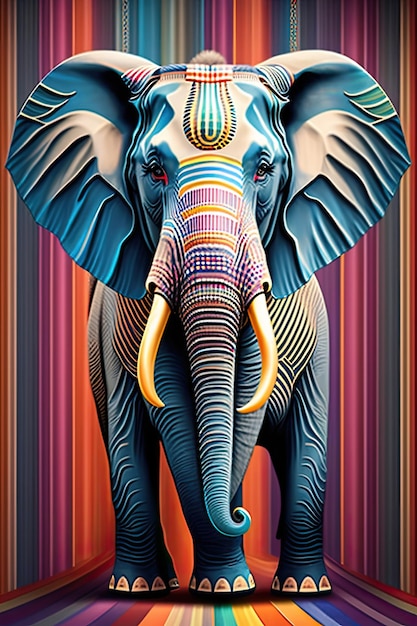 Fondo rayado con elefante