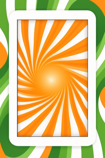 un fondo a rayas naranja y verde con un marco blanco