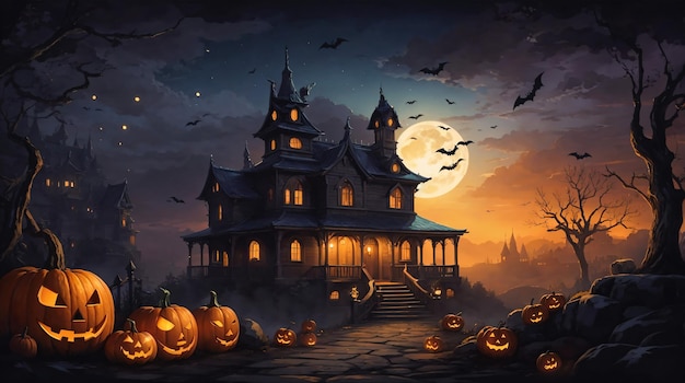 Fondo realista de casa embrujada de halloween