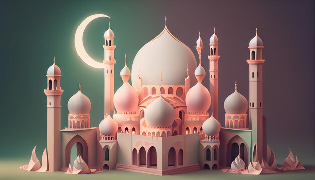 Fondo realista de eid mubarak con vela y luna