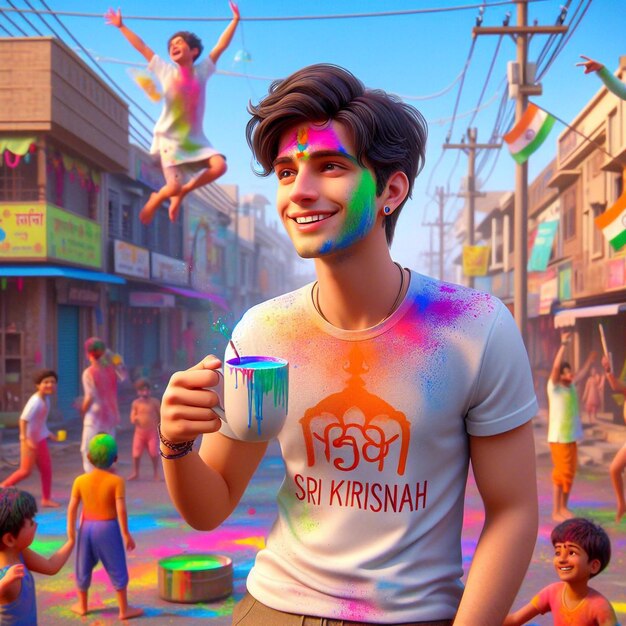 fondo realista de feliz día de Holi