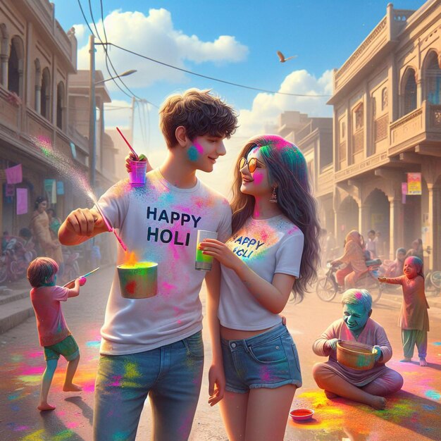 fondo realista de feliz día de Holi