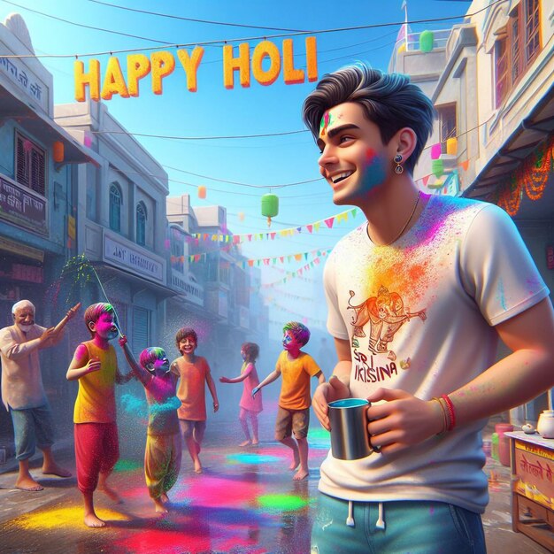 fondo realista de feliz día de Holi