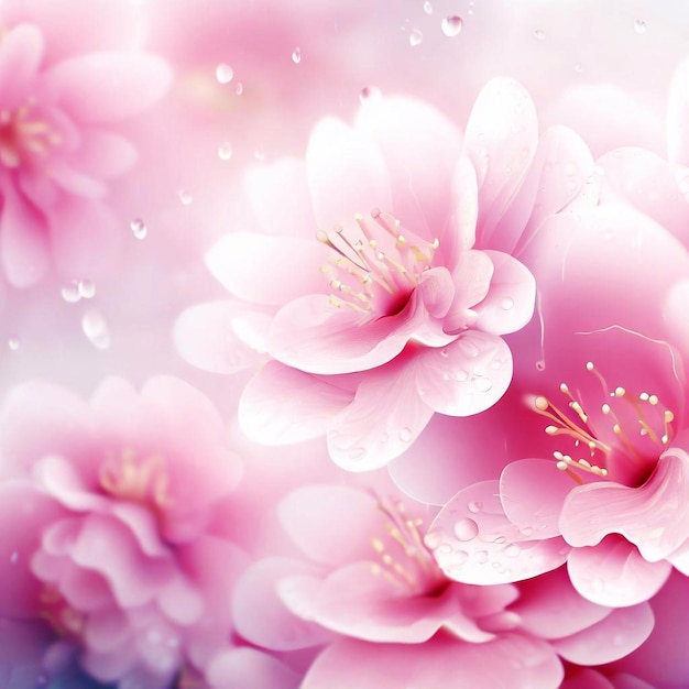 Fondo realista de flor de cerezo y hermosas flores rosadas de sakura