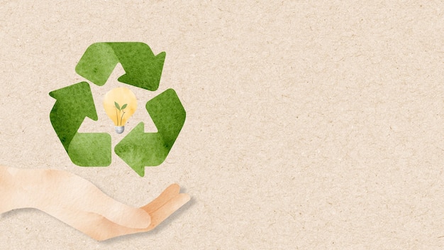 Fondo de reciclaje Png con soporte de mano idea sostenible acuarela