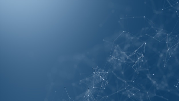 Fondo de red digital, comunicación y tecnología con líneas y puntos en movimiento.