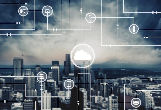 Fondo de redes globales, papel tapiz con infografía de la comunidad, íconos de negocios