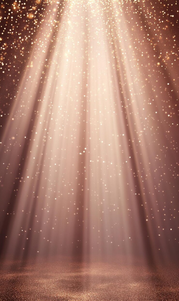 Fondo de reflectores de oro rosa con partículas de luz parpadeantes diseño opulento y chic gradientes sutiles