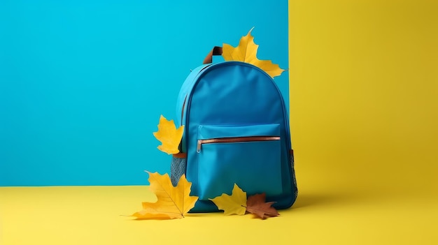 Fondo de regreso a la escuela con mochila escolar Ilustración AI GenerativexA