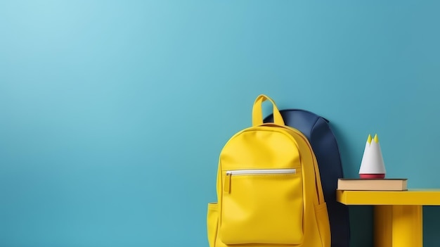 Fondo de regreso a la escuela con mochila escolar Ilustración AI GenerativexA