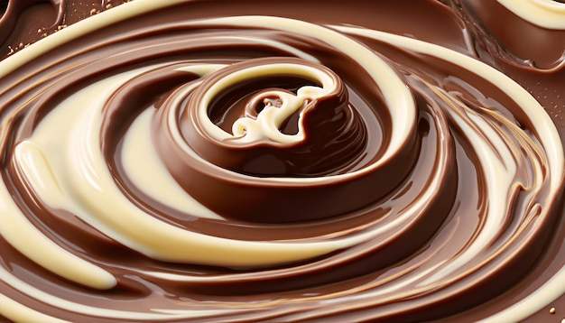 Foto fondo de remolino de chocolate blanco y negro fondo de chocolate superficie de chocolate derretido